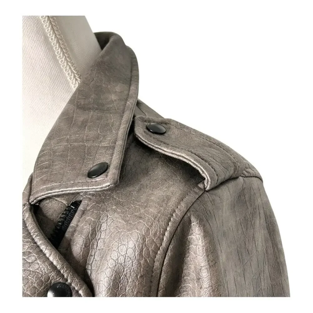 BlankNYC Croc Embossed Faux Leather Jacket Small